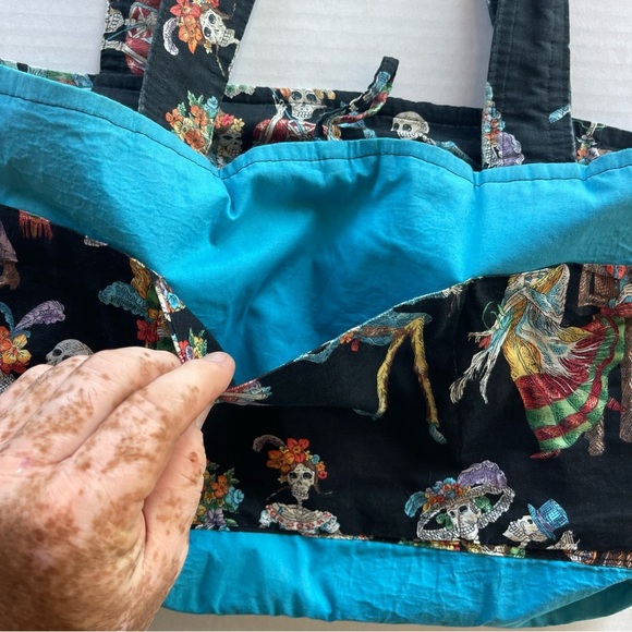 Black Tote Bag with Colorful Skeleton Design - Picture 10 of 10